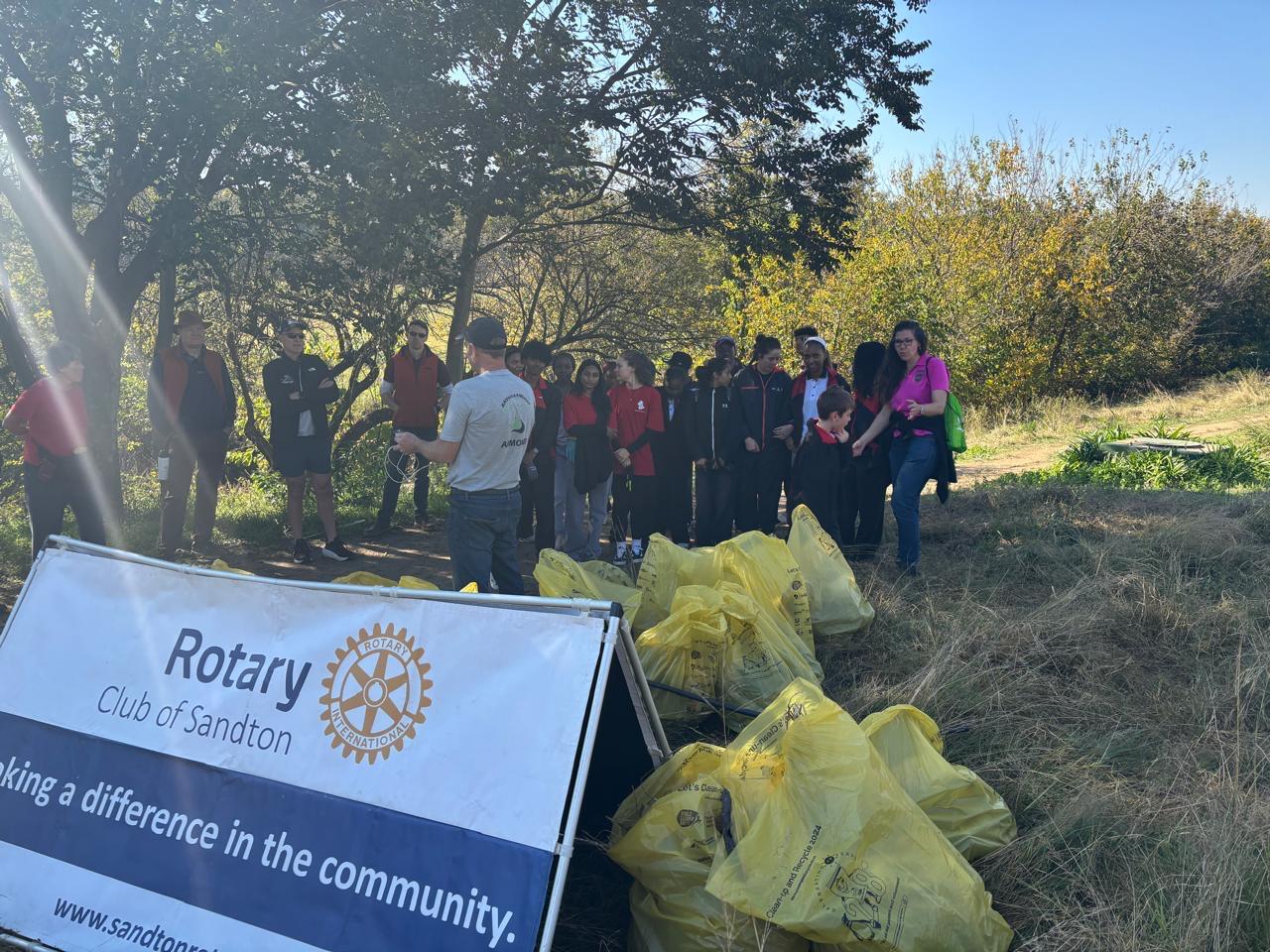 Rotary Club of Sandton community cleanup with youth volunteers